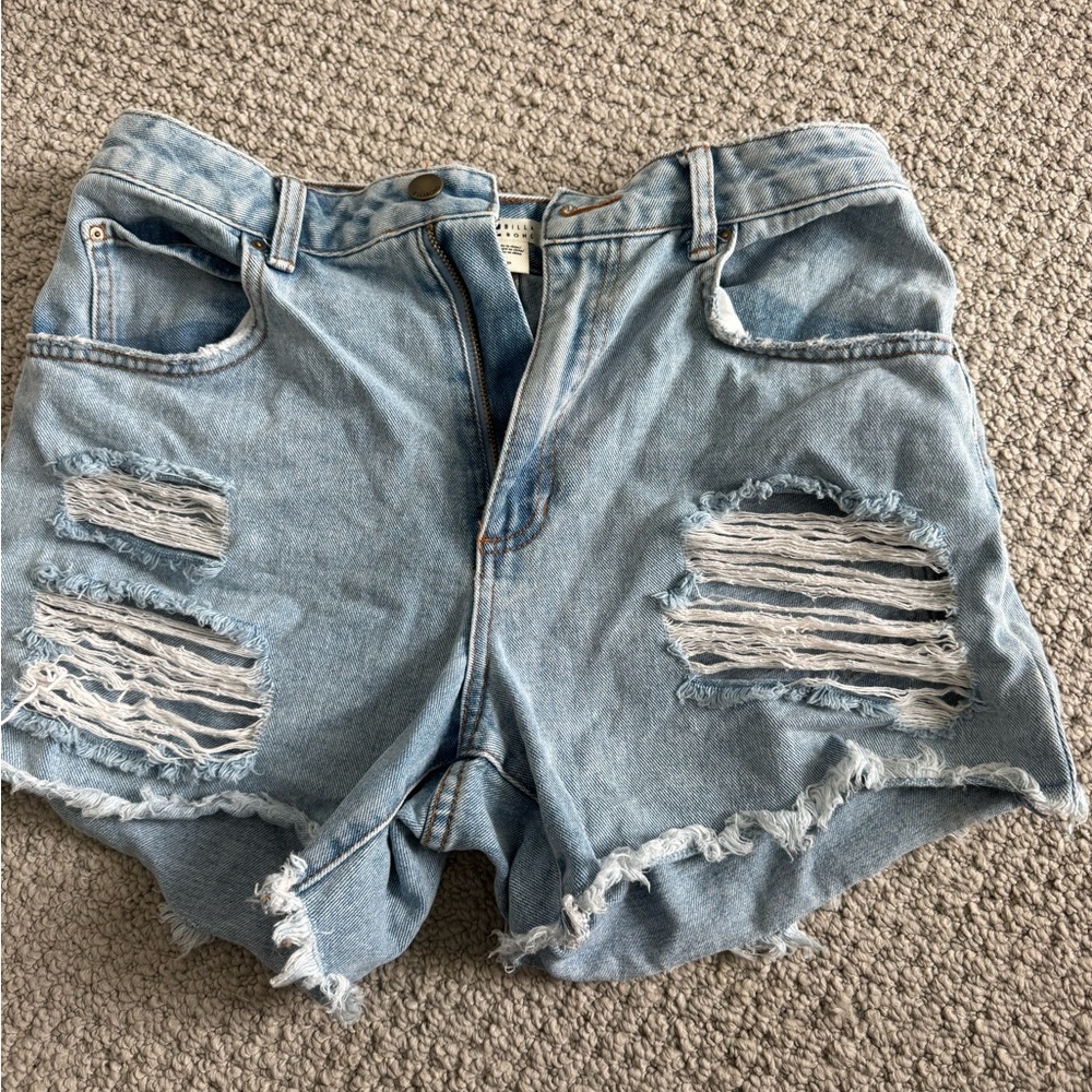 Billabong Ripped Light Blue Jean Shorts